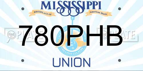 780PHB Mississippi License Plate
