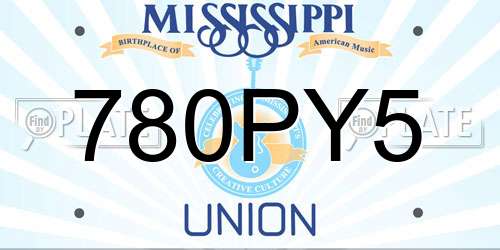 780PY5 Mississippi License Plate