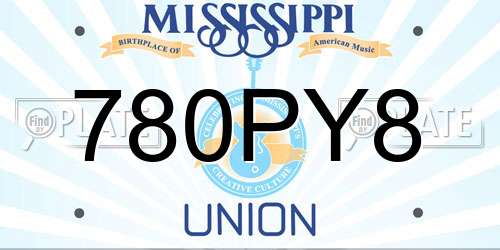 780PY8 Mississippi License Plate