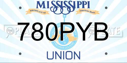 780PYB Mississippi License Plate