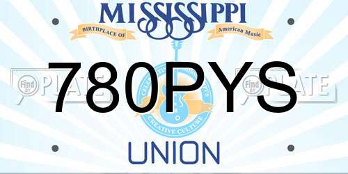 780PYS Mississippi License Plate