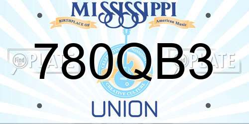 780QB3 Mississippi License Plate
