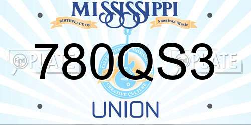 780QS3 Mississippi License Plate