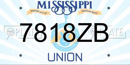 7818ZB Mississippi License Plate