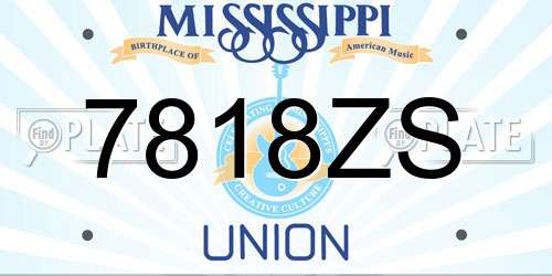 7818ZS Mississippi License Plate