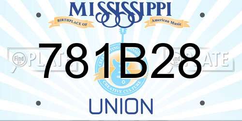 781B28 Mississippi License Plate