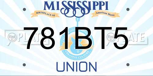 781BT5 Mississippi License Plate