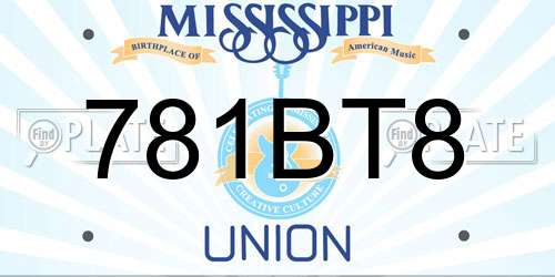 781BT8 Mississippi License Plate