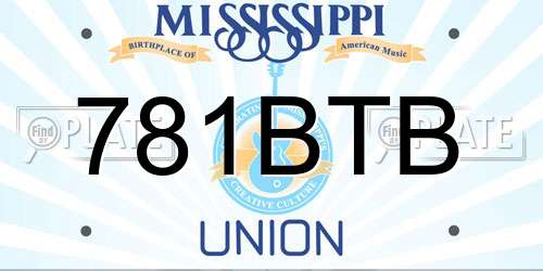 781BTB Mississippi License Plate