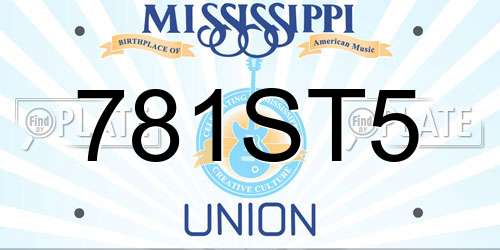 781ST5 Mississippi License Plate