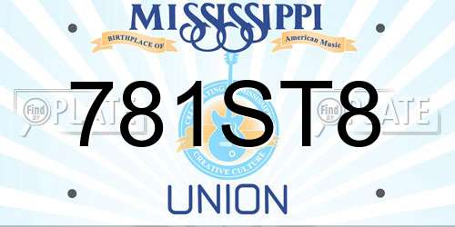 781ST8 Mississippi License Plate