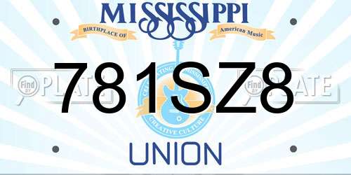 781SZ8 Mississippi License Plate