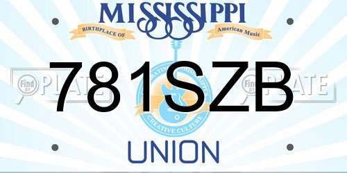 781SZB Mississippi License Plate