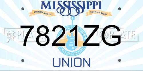 7821ZG Mississippi License Plate