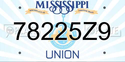 78225Z9 Mississippi License Plate