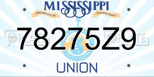 78275Z9 Mississippi License Plate