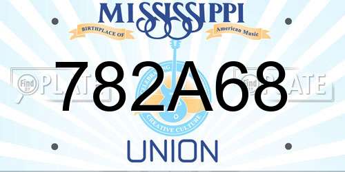 782A68 Mississippi License Plate
