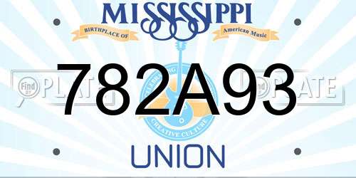 782A93 Mississippi License Plate