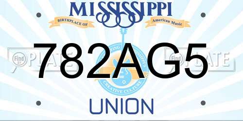 782AG5 Mississippi License Plate