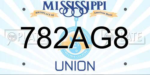 782AG8 Mississippi License Plate