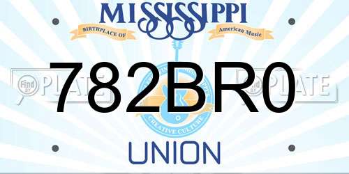 782BR0 Mississippi License Plate