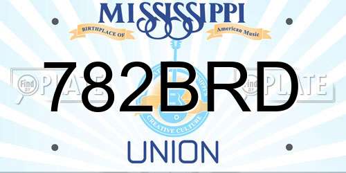 782BRD Mississippi License Plate