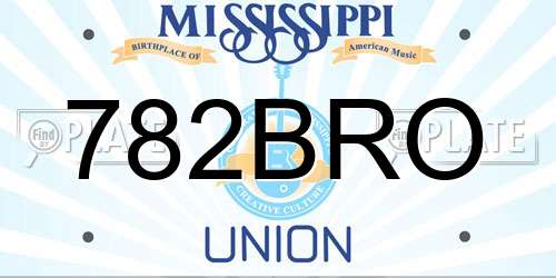 782BRO Mississippi License Plate