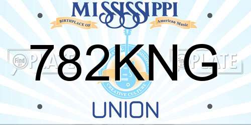 782KNG Mississippi License Plate