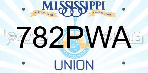 782PWA Mississippi License Plate