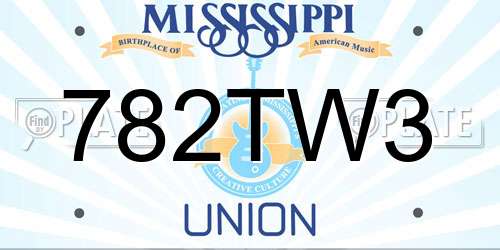 782TW3 Mississippi License Plate