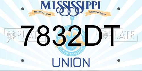 7832DT Mississippi License Plate