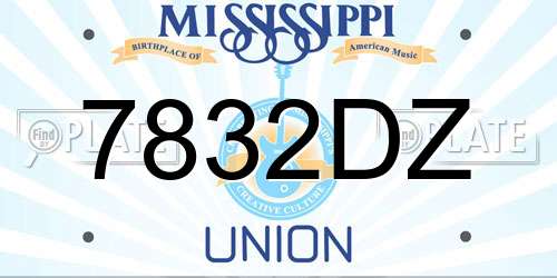 7832DZ Mississippi License Plate