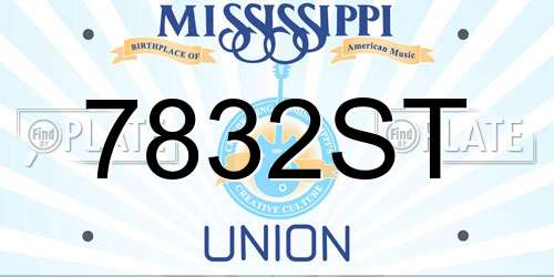 7832ST Mississippi License Plate