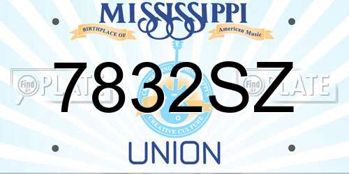 7832SZ Mississippi License Plate