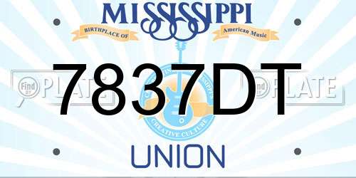 7837DT Mississippi License Plate