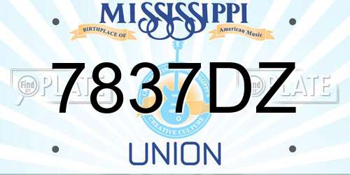 7837DZ Mississippi License Plate