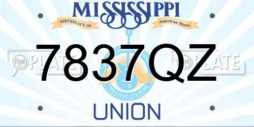 7837QZ Mississippi License Plate