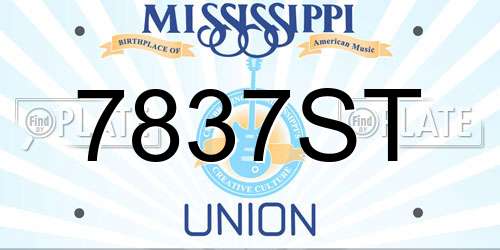 7837ST Mississippi License Plate