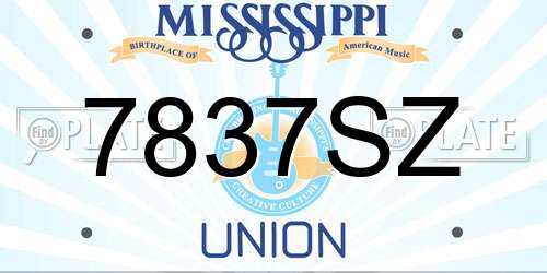7837SZ Mississippi License Plate