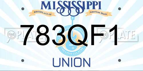 783QF1 Mississippi License Plate