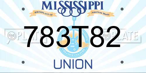 783T82 Mississippi License Plate
