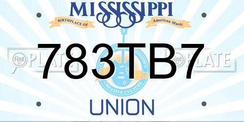 783TB7 Mississippi License Plate
