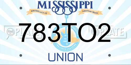 783TO2 Mississippi License Plate
