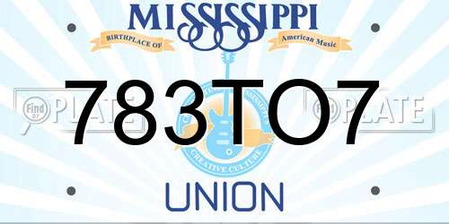 783TO7 Mississippi License Plate