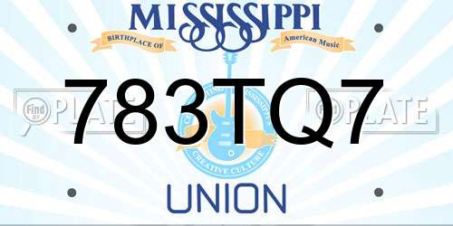 783TQ7 Mississippi License Plate