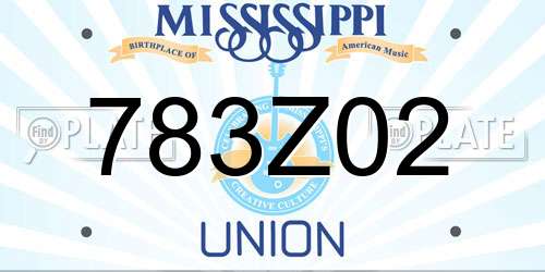 783Z02 Mississippi License Plate