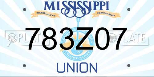 783Z07 Mississippi License Plate