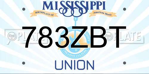 783ZBT Mississippi License Plate