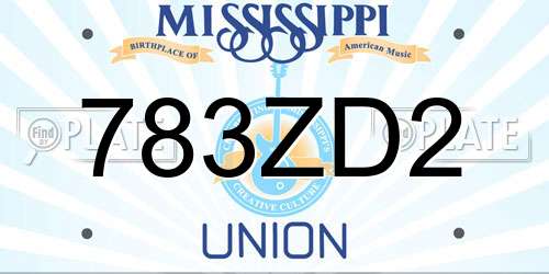 783ZD2 Mississippi License Plate