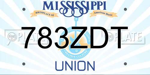 783ZDT Mississippi License Plate